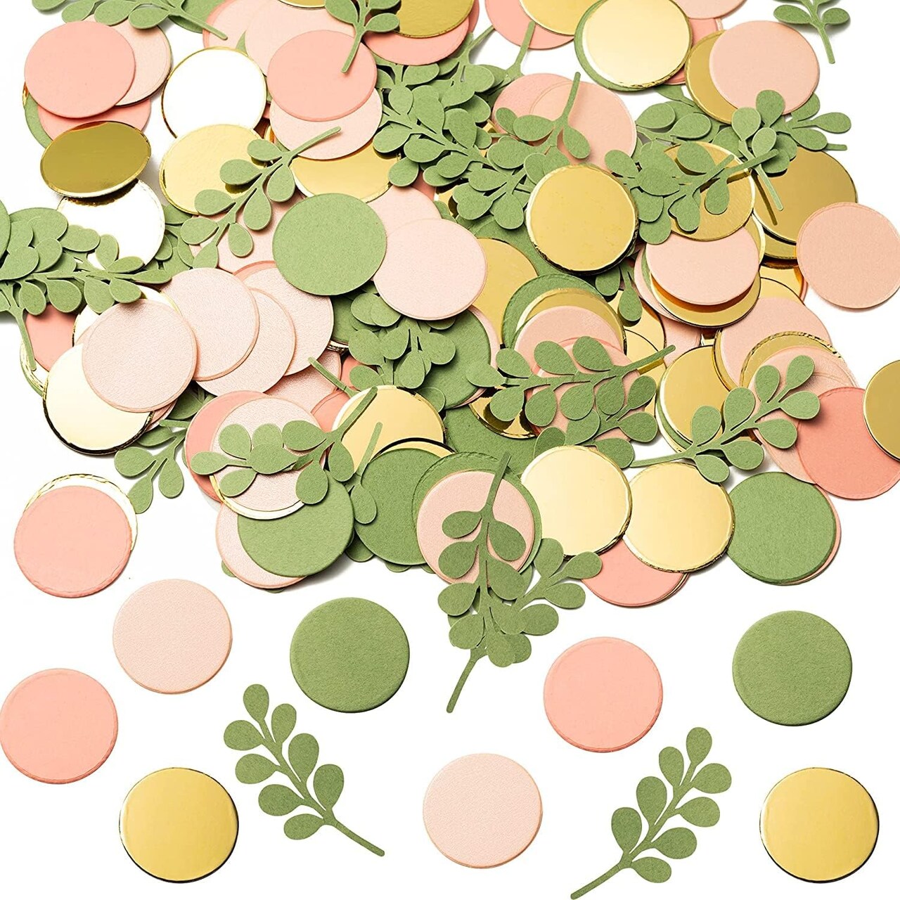 300Pcs Sage Olive Green Peach Blush Round Scatter Confetti Dots Greenery Eucalyptus Paper Confetti Table Decoration Bridal Wedding Confetti Baby Shower Birthday Summer Holiday Party Supplies
